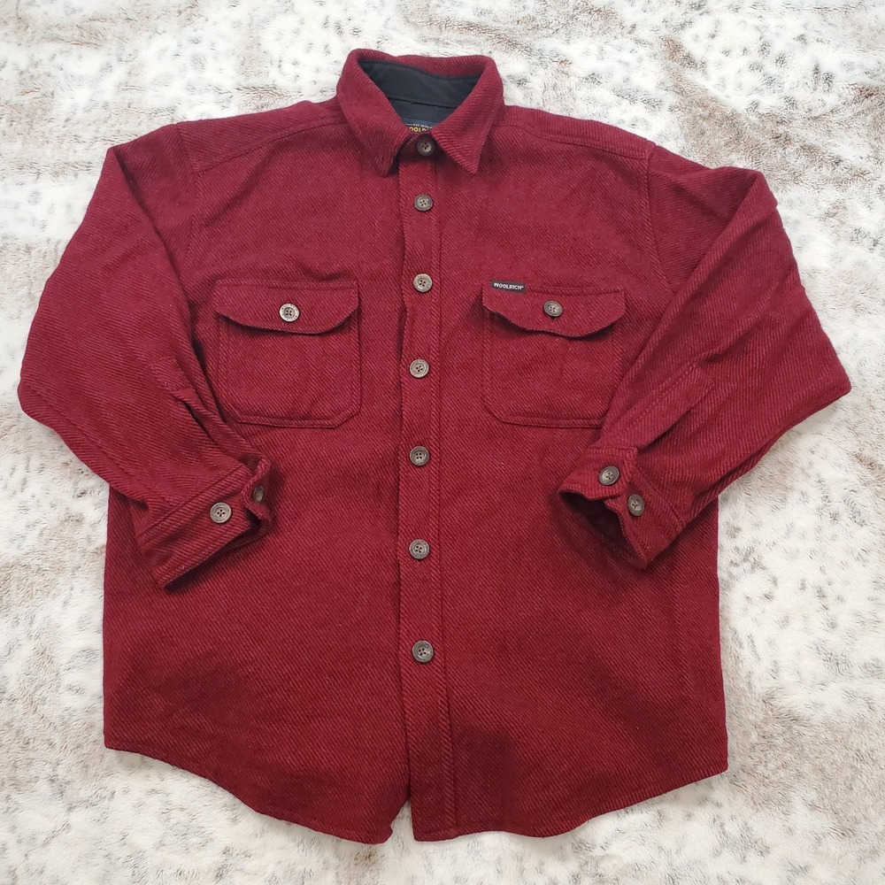 Vintage Woolrich‎ Men's M Red Wool Button Jacket Coat VTG 90s 00s
